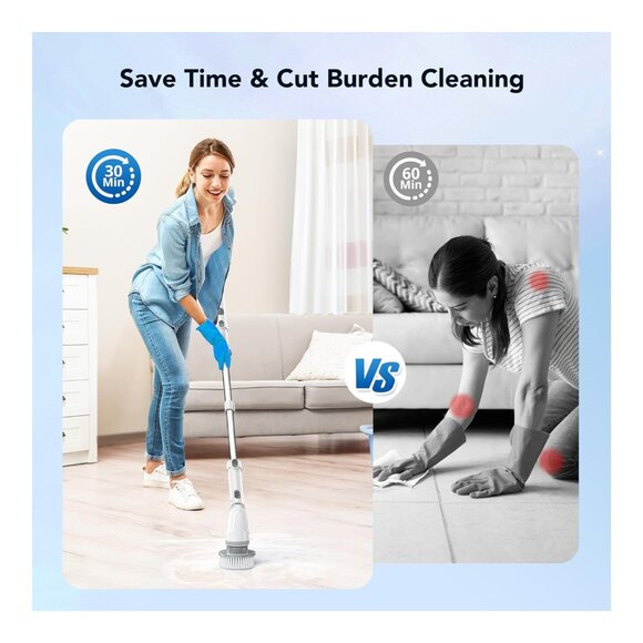 Voweek Electric Spin Scrubber, Cordless, Extendable Handle, 4 Heads, for Bathroo - Picture 2 of 6